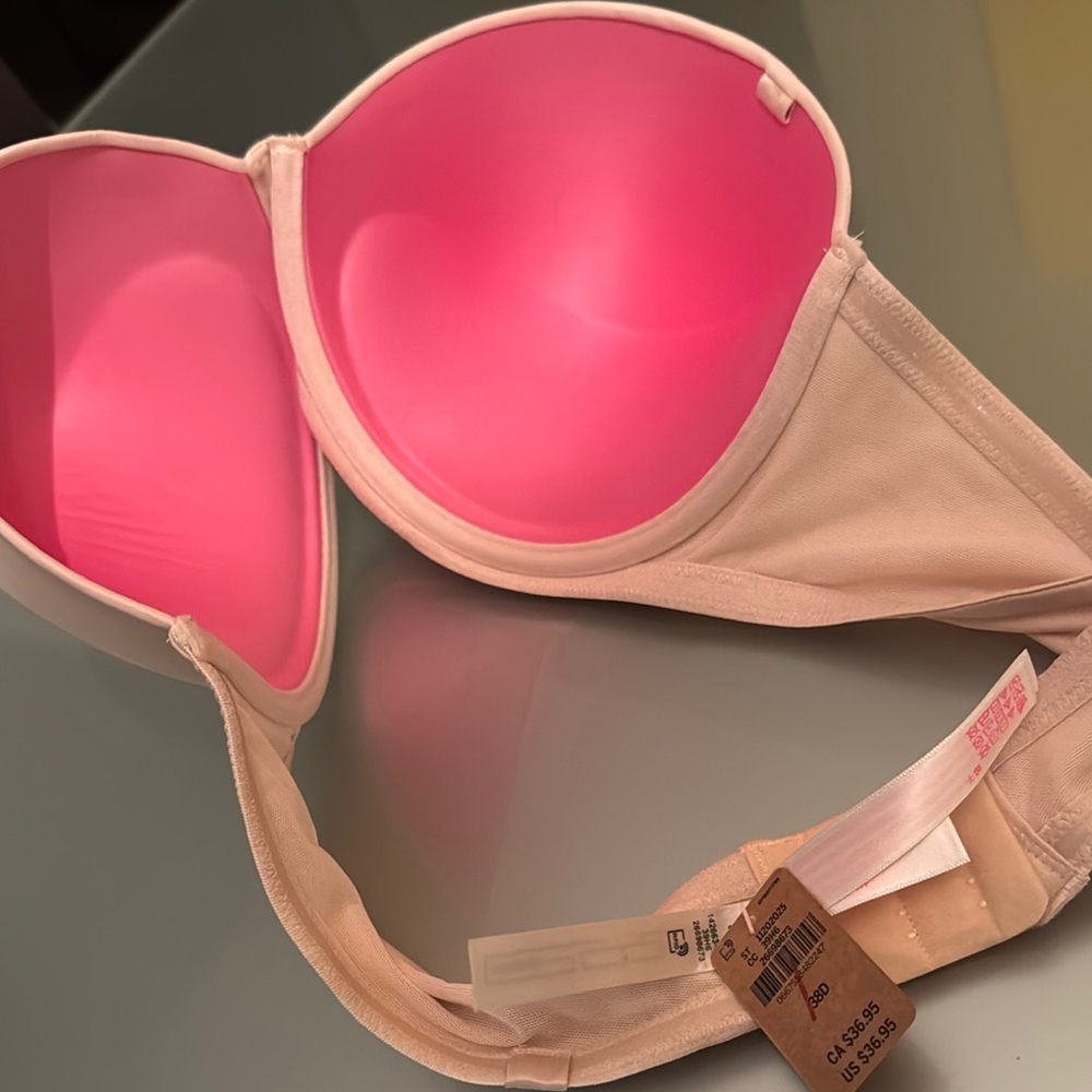 PINK Victoria's Secret Strapless Cream T-Shirt Bra Intimates - Picture 3 of 9